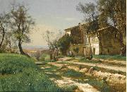 Antonio Mancini The outskirts of Nice Sweden oil painting artist